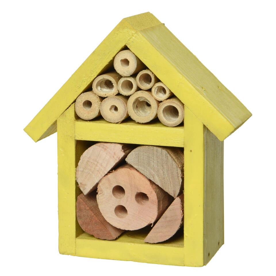 Decoris Insectenhotel - Geel - Vurenhout - 11 Cm