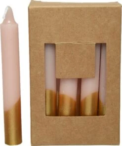 Decoris Kerstboomkaarsjes Dipped Metallic Doosje A 10 Stuks Ø1,3x10,5cm Poederroze