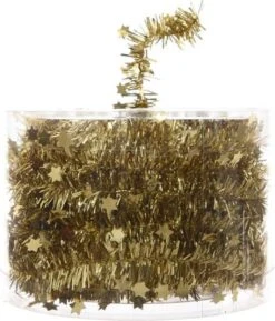 Decoris 4 Stuks Lametta Slinger Guirlande Ster Glans 35mmx7m Licht Goud