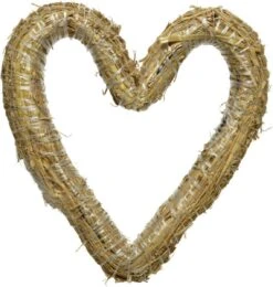 Decoris Stro Kerstkrans/strokrans Hart Vorm Om Te Decoreren 30 X 4 Cm Diy Kransen - Deurkransen/strokransen Kerstversiering