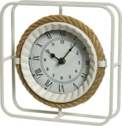 Decoris Tafelklok Staand Met Metalen Frame - Wit - 22 X 22 Cm