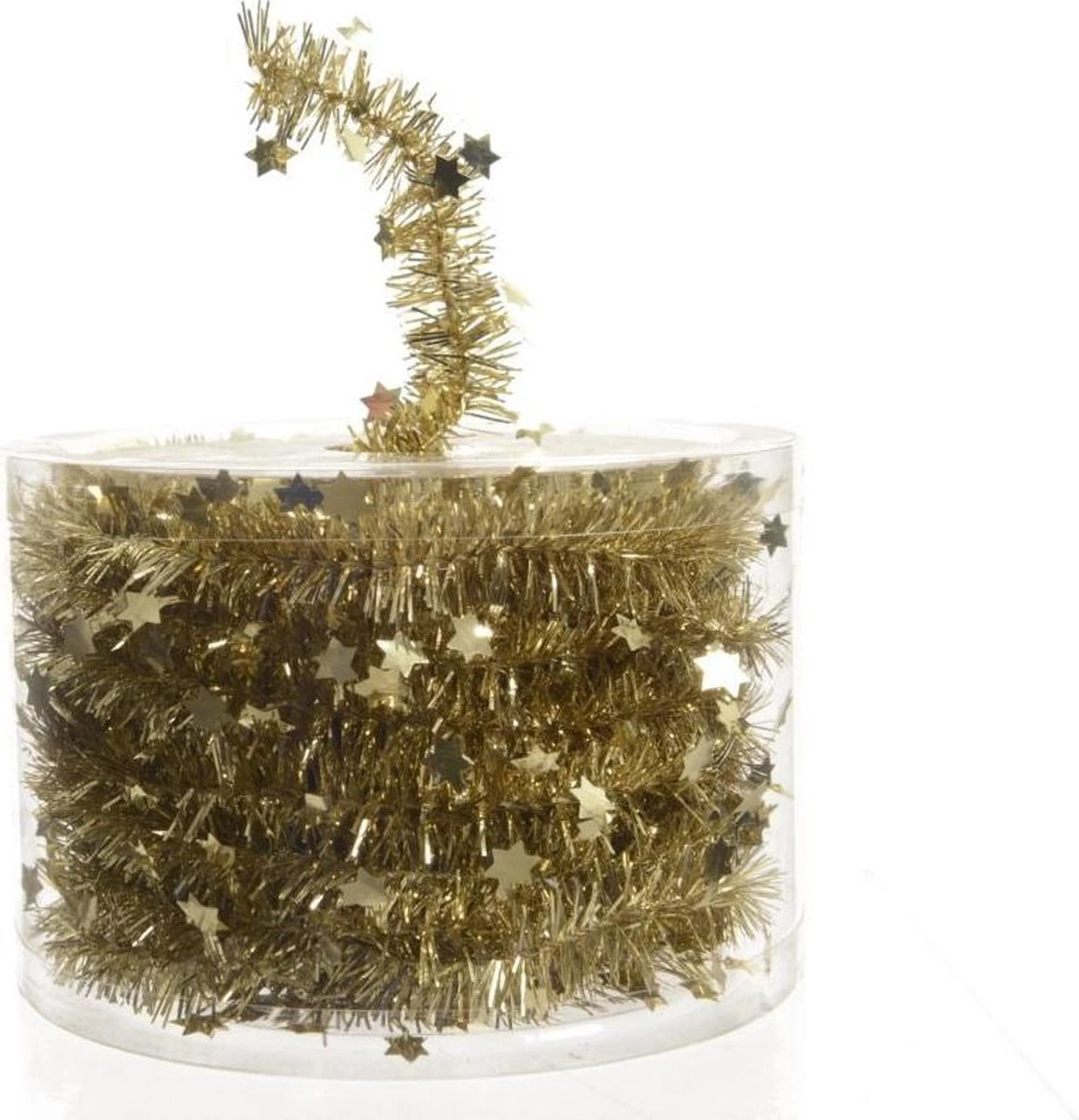 Decoris 4 Stuks Lametta Slinger Guirlande Ster Glans 35mmx7m Licht Goud - Afbeelding 2