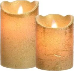 Decoris Led Kaarsen Combi Set 2x Stuks Goud In De Hoogtes 10 En 12 Cm - Home Deco Kaarsen