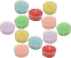 Decoris Set Van 60x Stuks Gekleurde Citronella Waxinelichtjes/theelichtjes - Geurkaarsen Citrus Geur - Anti-muggen Citronella Kaarsen