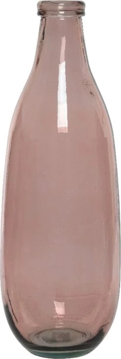 Decoris Vaas/bloemenvaas Van Gerecycled Glas - D15 X H40 Cm - Roze
