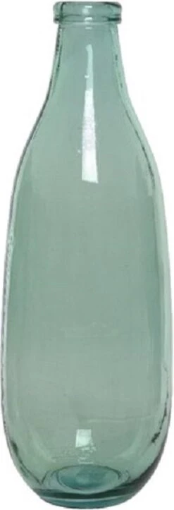 Decoris Groene Vazen/bloemenvaas Van Gerecycled Glas 15 X 40 Cm - Glazen Vazen Voor Bloemen En Boeketten