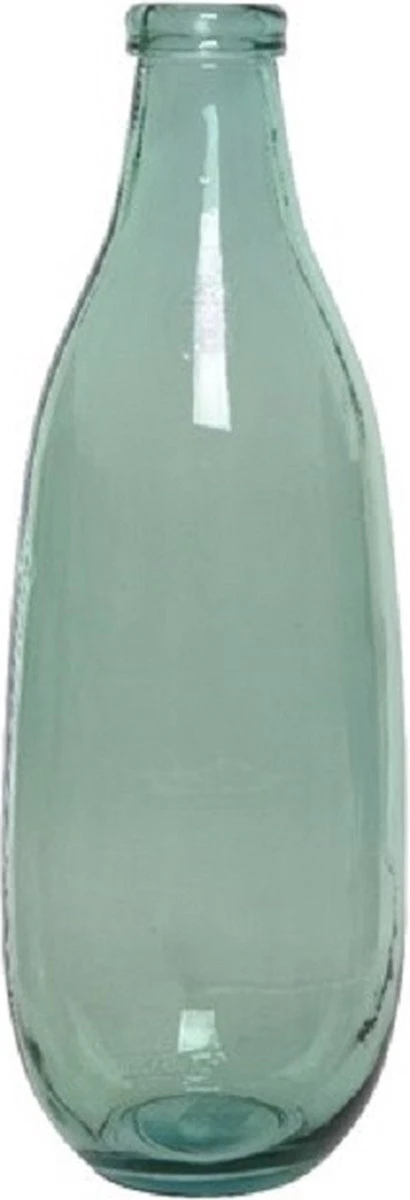 Decoris Groene Vazen/bloemenvaas Van Gerecycled Glas 15 X 40 Cm - Glazen Vazen Voor Bloemen En Boeketten