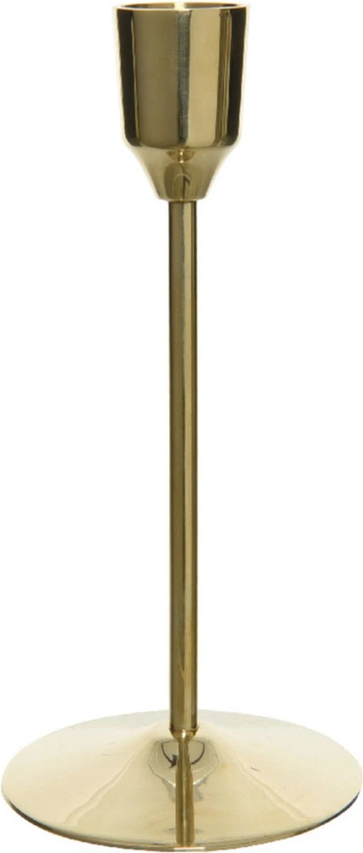Decoris Set Van 2x Stuks Luxe Diner Kaarsen Staande Kandelaar Aluminium Kleur Goud 15 Cm - Diameter Onderkant 7 Cm - Image 2