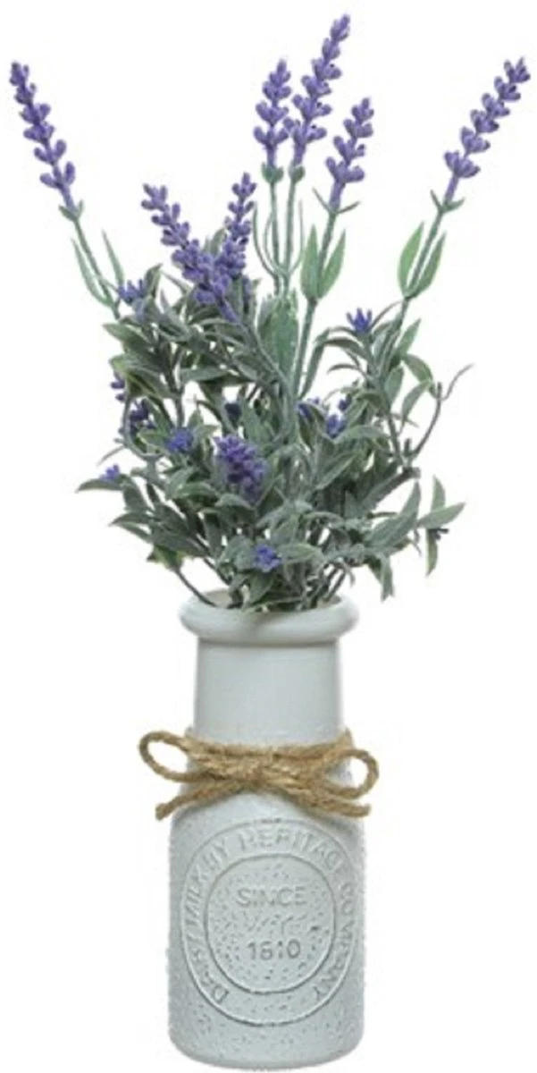 Decoris Set Van 2x Stuks Paarse Lavendula/lavendel Kunstplantjes 32 Cm In Witte Pot - Afbeelding 3