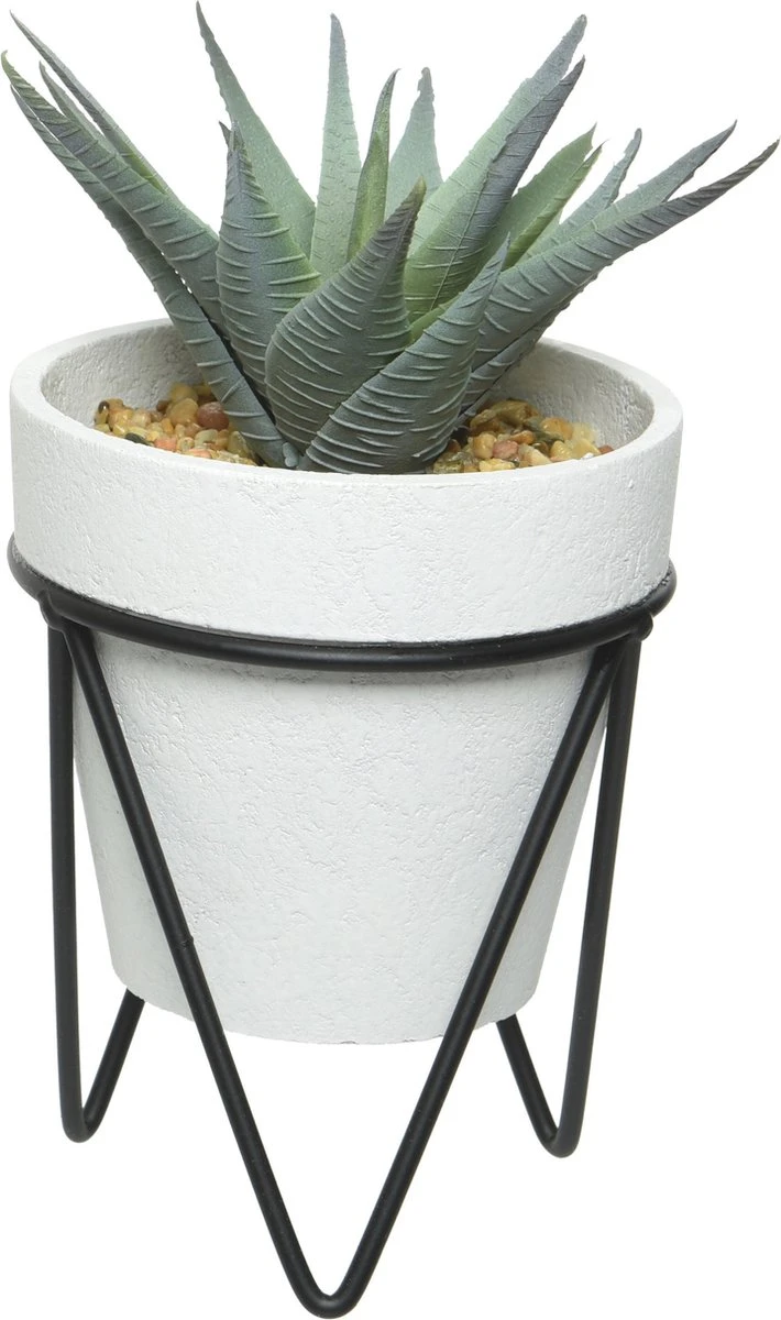 Decoris 3x Stuks Vetplantje/kamerplant Kunstplanten In Pot Op Standaard 20 Cm - Afbeelding 2