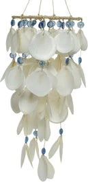 Decoris Windgong Schelpen Wit / Blauw D 20 H 46 Cm