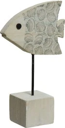 Decoris Tuinbeeld Op Voet Vis Dirk Grijs 6 X 18 X 29 Cm