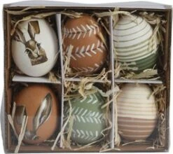 Decoris Paashanger Ei Bruin / Beige D 4 H 6 Cm 6 Stuks