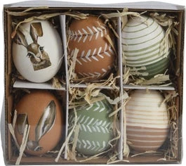 Decoris Paashanger Ei Bruin / Beige D 4 H 6 Cm 6 Stuks