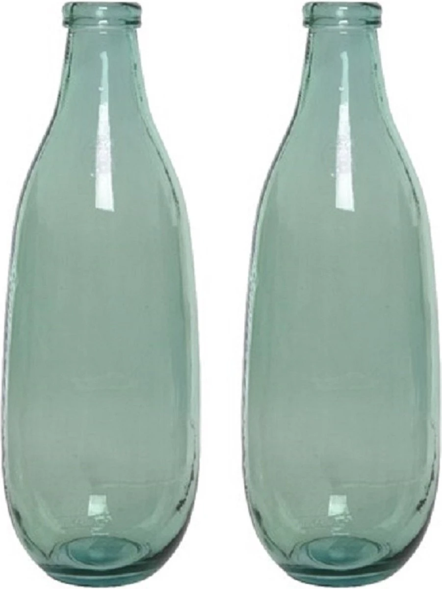Decoris Groene Vazen/bloemenvaas Van Gerecycled Glas 15 X 40 Cm - Glazen Vazen Voor Bloemen En Boeketten - Afbeelding 2