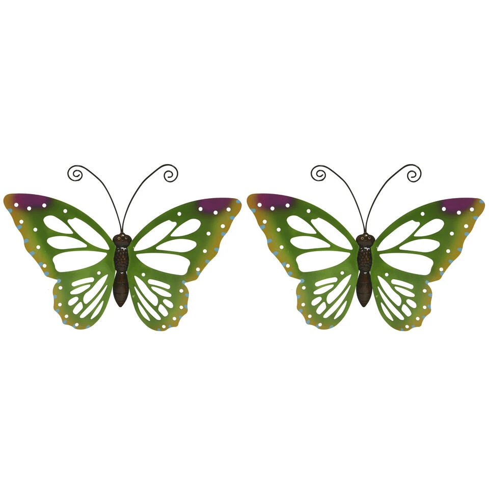 Decoris Tuindecoratie Vlinder - Groen - Metaal - 51 X 38 Cm - Afbeelding 2